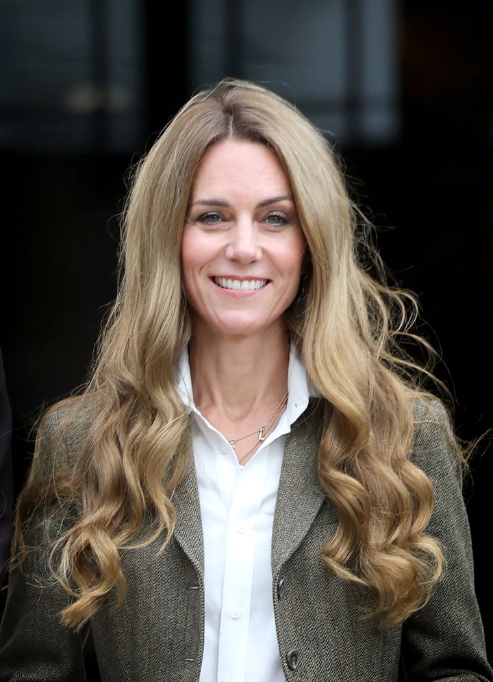 The Princess of Wales pictured on the steps of the Natural History Museum during their visit to the newly renovated gardens on Sep. 4 in London.