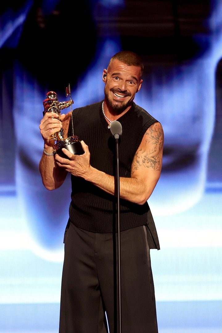 Ricky Martin accepts the Latin Icon Award onstage during the 2025 MTV Video Music Awards.