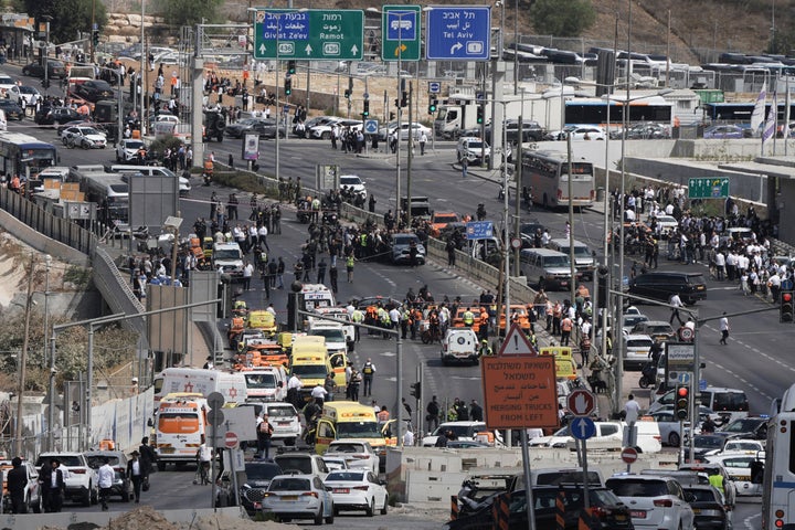 At Least 6 Killed In Jerusalem Capturing Assault, Israeli Authorities Say 2 Israeli police and rescue teams respond at the scene of a shooting attack where several people killed and injured in Jerusalem, on Sept. 8, 2025.