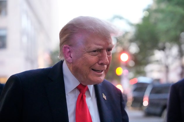 US President Donald Trump speaks to reporters before he enters a restaurant near the White House, Tuesday, Sept. 9, 2025, in Washington, to have dinner. 