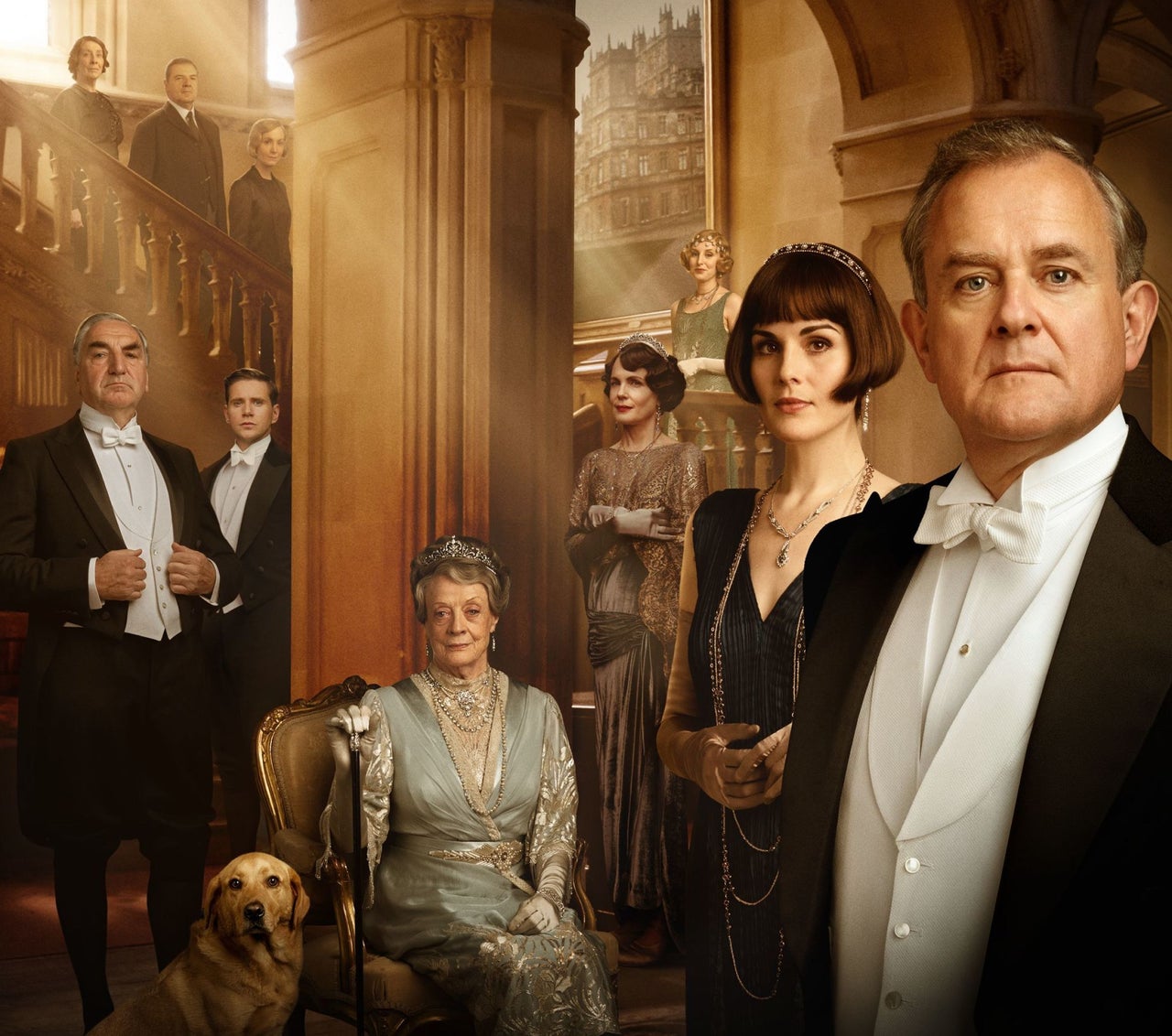 Downton Abbey cast, ieskaitot vēlo Maggie Smith pirmajā filmā franšīzē