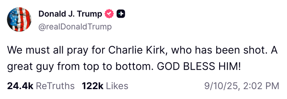 Everyone talks about the double standard between how Trump responded when Charlie Kirk was killed in front of when a Minnesota legislator was killed