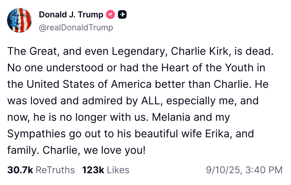 Everyone talks about the double standard between how Trump responded when Charlie Kirk was killed in front of when a Minnesota legislator was killed