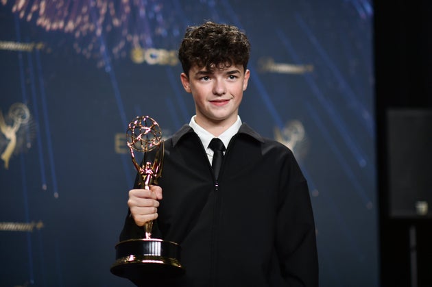 Owen Cooper pictured after winning his first Emmy