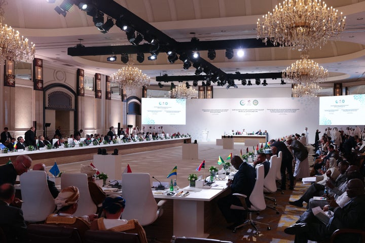This handout image provided by Qatar's Ministry of Foreign Affairs shows a preparatory meeting in Doha on Sept. 14, 2025, on the eve of an Arab-Islamic summit organized in response to Israel's unprecedented strike on Hamas leaders in the Gulf country.