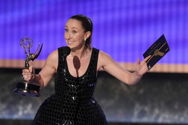 Erin Doherty on stage at this year's Emmys