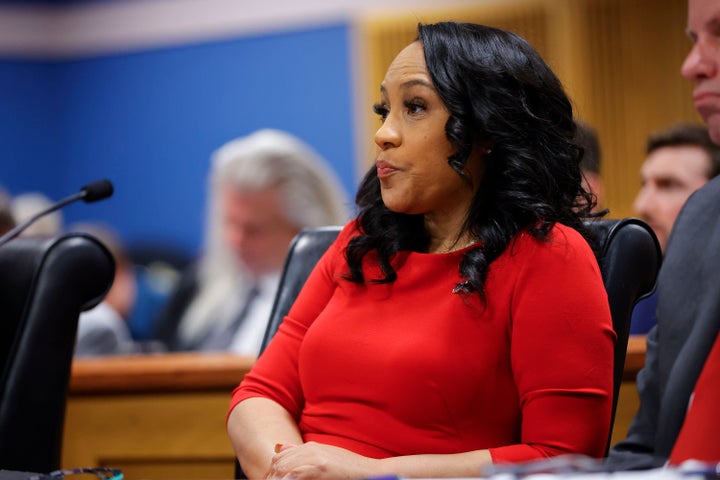 Fulton County District Attorney Fani Willis arrives during a hearing on the Georgia election interference case in Atlanta, on March 1, 2024.