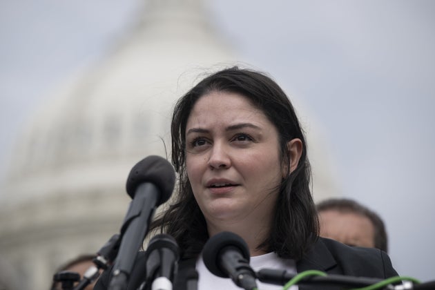  Turkish-American activist Aysenur Ezgi Eygi's sister Ozden Bennett speaks during the press conference as families of Americans killed by Israeli forces and settlers gather outside the US Capitol