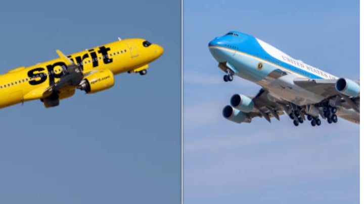 Air Force One was in the proximity of a commercial airline, so controllers commanded the Spirit flight to turn away from the presidential plane immediately.