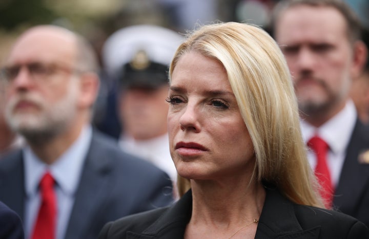 Pam Bondi pictured here at a Sept. 11 remembrance in Arlington, Virginia.