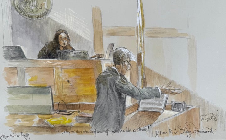 Man Discovered Responsible Of Making an attempt To Assassinate Trump Tries To Stab Himself After Verdict 1 This courtroom sketch shows U.S. District Judge Aileen Cannon listening to Ryan Routh during his trial where he was found guilty of attempting to assassinate Donald Trump last year at a golf course in South Florida, Tuesday, Sept. 23, 2025, in Fort Pierce, Fla