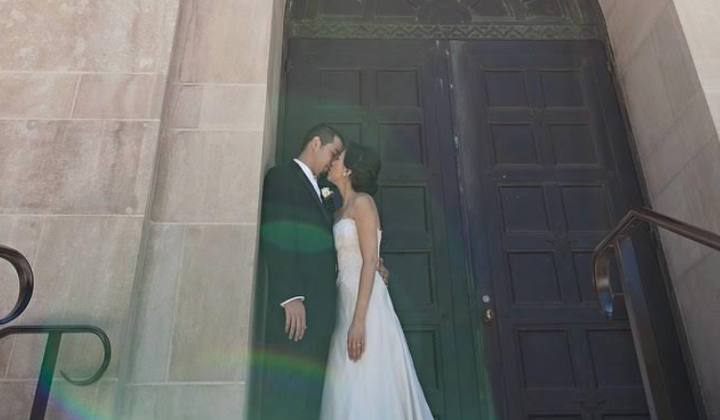 The author and her husband before their wedding ceremony at the Los Angeles Central Library in 2009. Neither had had sex yet.