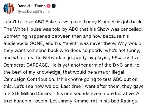 Donald Trump on Truth Social