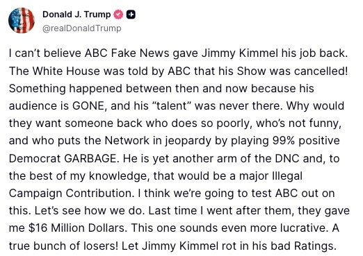 Donald Trump on Truth Social