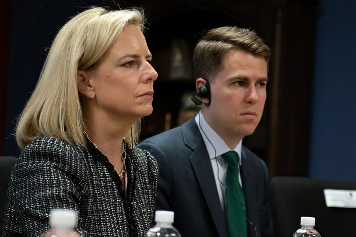 Taylor (right), pictured in 2018, was chief of staff to then-DHS Secretary Kirstjen Nielsen (left).