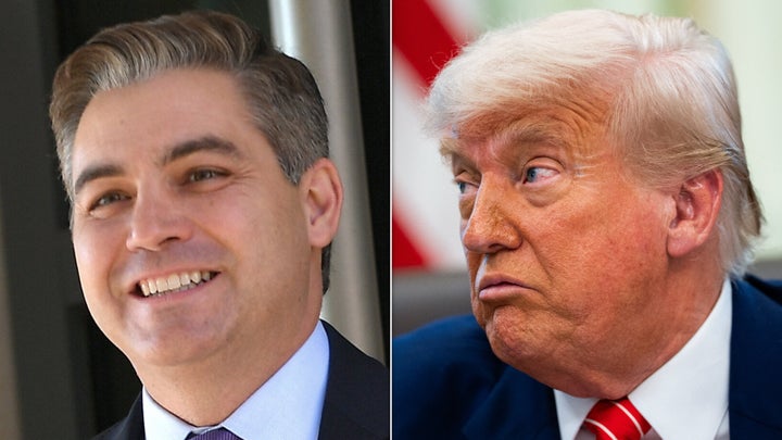 Jim Acosta and President Donald Trump.