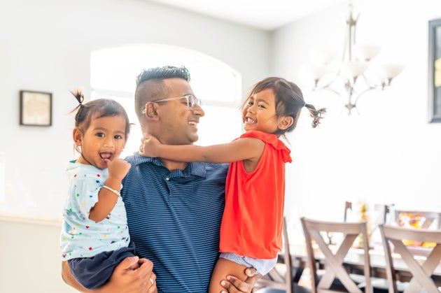 Happy family at home together