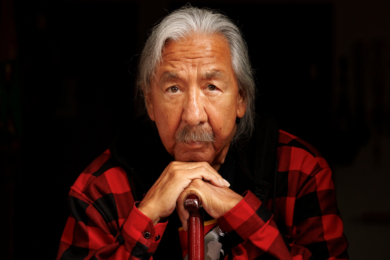 Leonard Peltier poses for a portrait at his home on the Turtle Mountain Reservation in Belcourt, North Dakota, on Sept. 4.