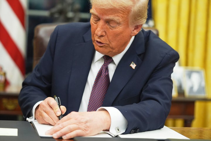 President Donald Trump signs an executive order on birthright citizenship in the Oval Office of the White House in Washington, Jan. 20, 2025. (AP Photo/Evan Vucci, File)