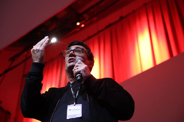 Andy Burnham speaks at a fringe event on renewing Britain's democracy during the Labour conference in Liverpool.