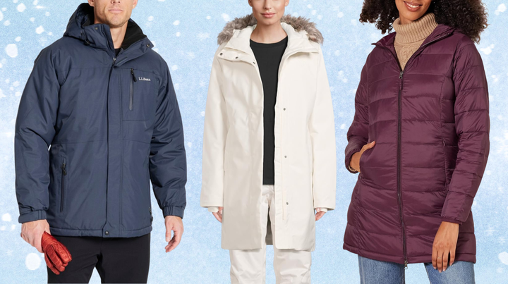 Men's Rugged Ridge Parka, The North Face Arctic Parka, and Amazon Essentials Women's Lightweight Water-Resistant Packable Hooded Puffer Coat