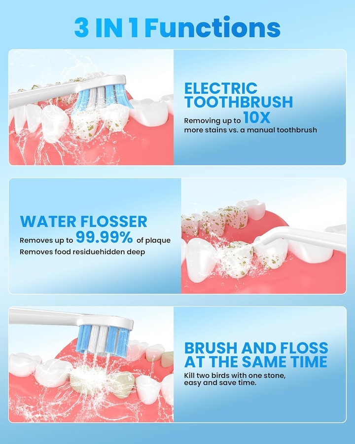 You can brush and floss at the same time while using this thing.