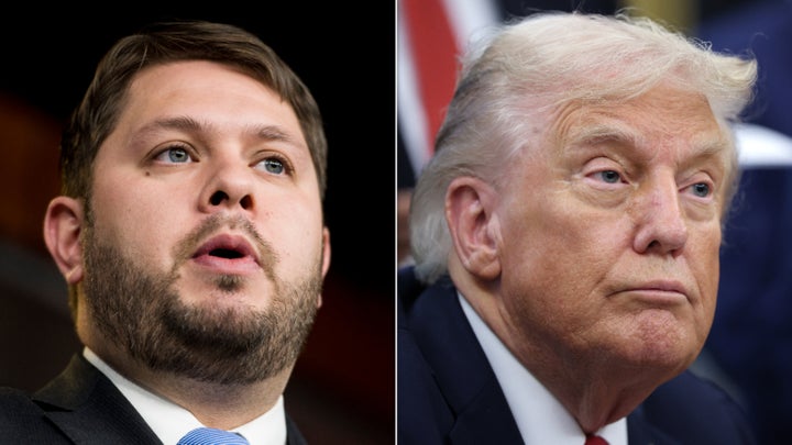 Sen. Ruben Gallego and President Donald Trump.