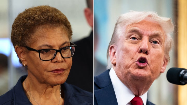Los Angeles Mayor Karen Bass and President Donald Trump.