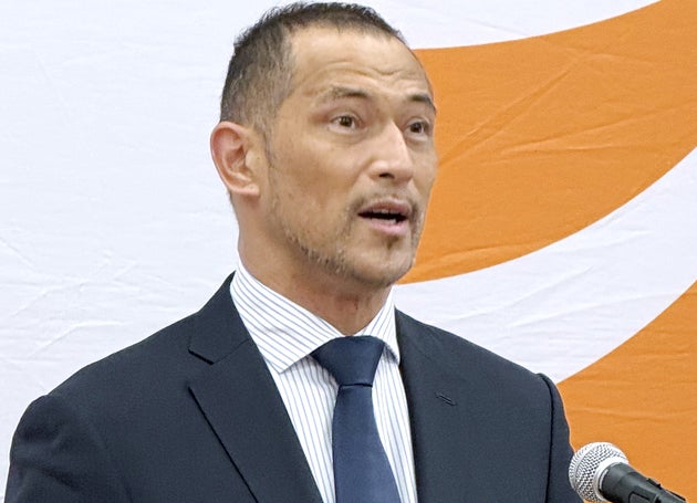 報道陣との懇談会で発言する室伏広治スポーツ庁長官＝２９日、東京・霞が関