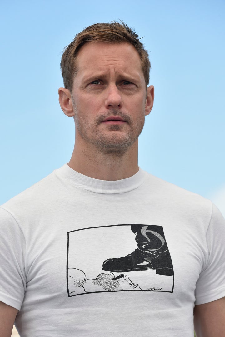 Alexander Skarsgård’s Very NSFW Shirt Toys Round With Themes From His New BDSM Movie - The Boston Courier 1 Skarsgård’s outfit choice for the Cannes Film Festival on May 18, 2025.