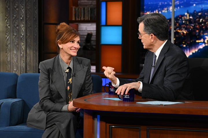 Julia Roberts Opens Up About The 1 Co-Star Who Truly 'Scared' Her 3 The Late Show with Stephen Colbert and guest Julia Roberts during Wednesday's October 1, 2025 show. (Photo by Scott Kowalchyk/CBS via Getty Images)