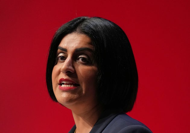 Britain's Home Secretary, Shabana Mahmood, speaks during the annual Labour Party conference in Liverpool, England, Monday, Sept. 29, 2025. 
