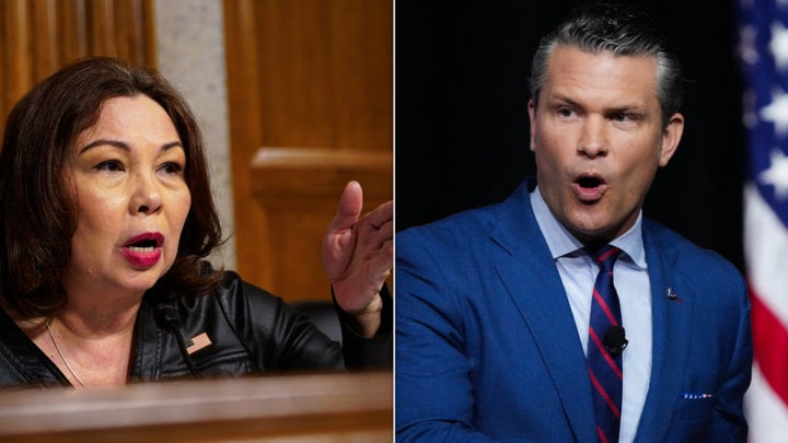 Sen. Tammy Duckworth and Defense Secretary Pete Hegseth.