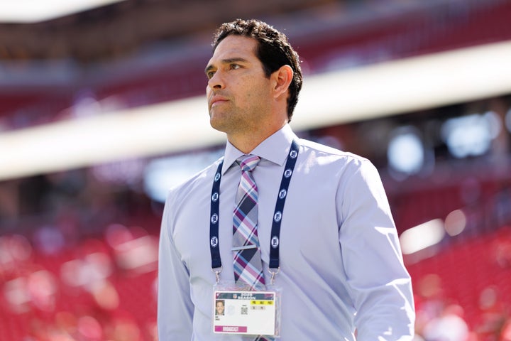 Mark Sanchez stands on the field prior to an NFL football game between the Arizona Cardinals and the San Francisco 49ers at Levi's Stadium on September 21, 2025 in Santa Clara, California.