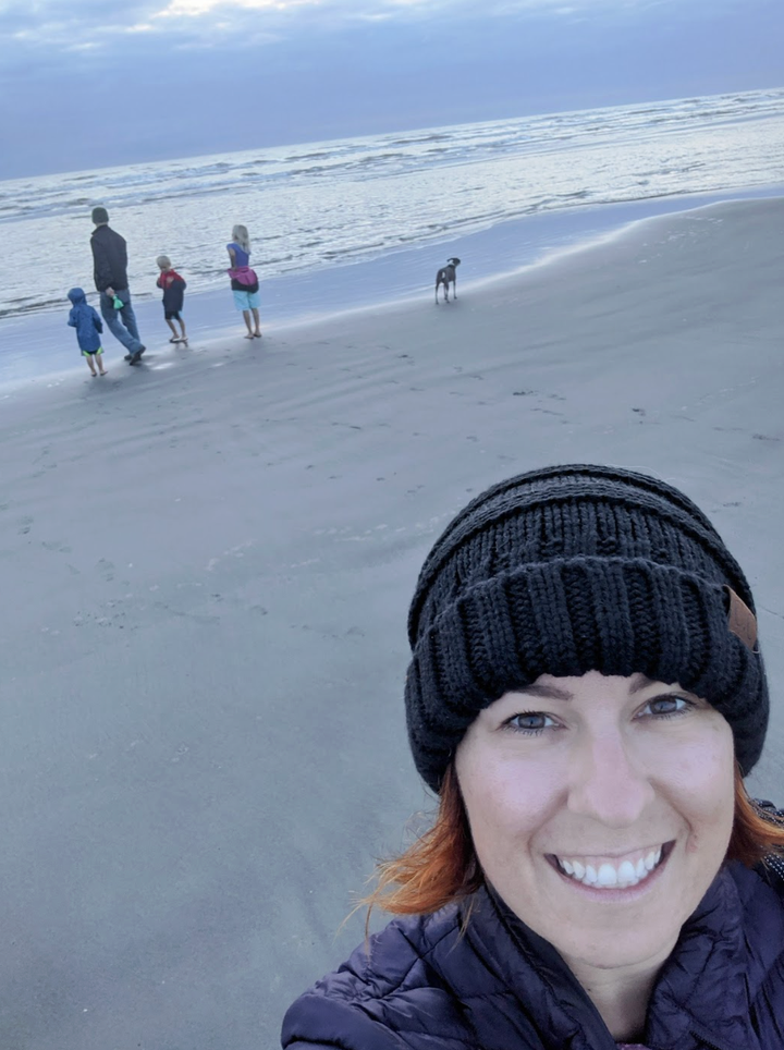 The author and her family in Ocean City, Washington.