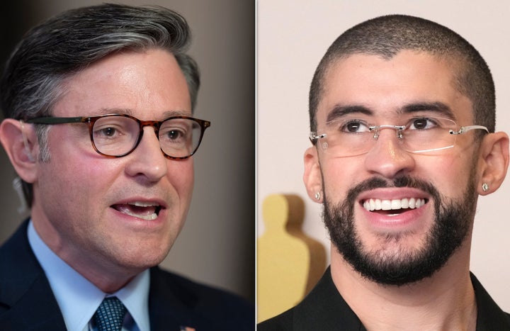 Johnson (left) suggested Greenwood, who is 82 years old, should replace Bad Bunny (right).