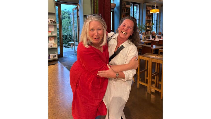 Moments after the author, left, met Heidi, right.