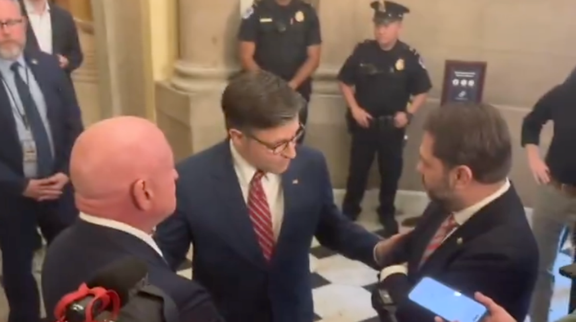 Mike Johnson Crashes Democrats' Epstein Press Event Outside His Office