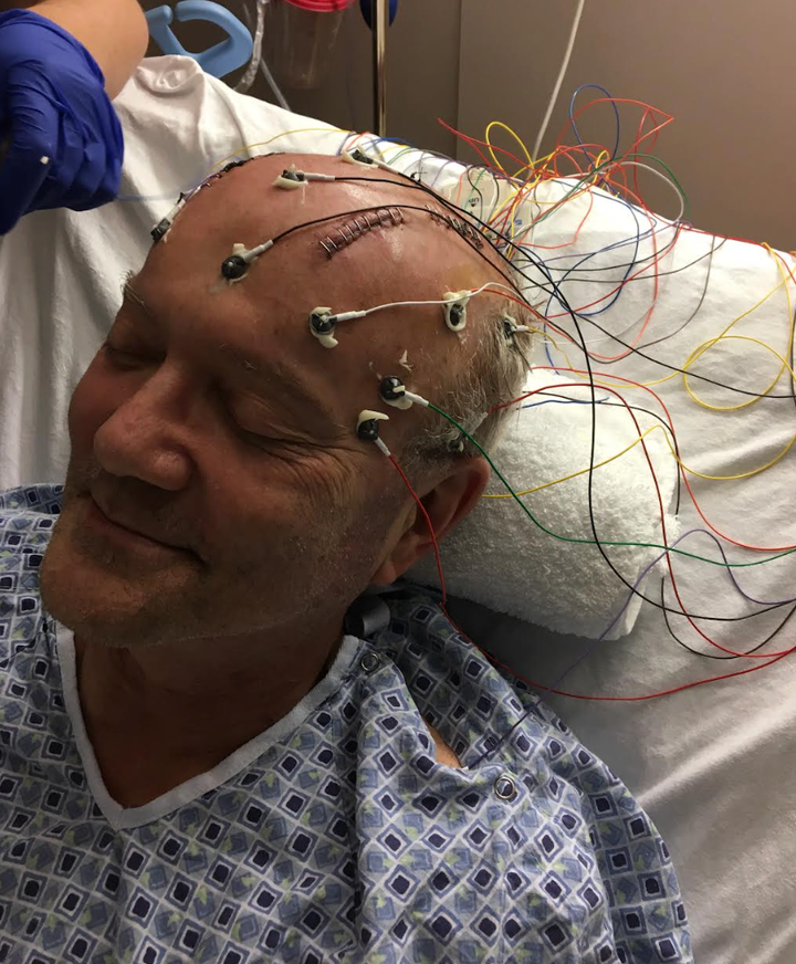 The author in the hospital before his brain surgery