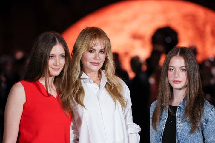 Sunday Rose Kidman Urban, Nicole Kidman and Faith Margaret Kidman Urban attend the Chanel Womenswear Spring/Summer 2026 show on Oct. 6.