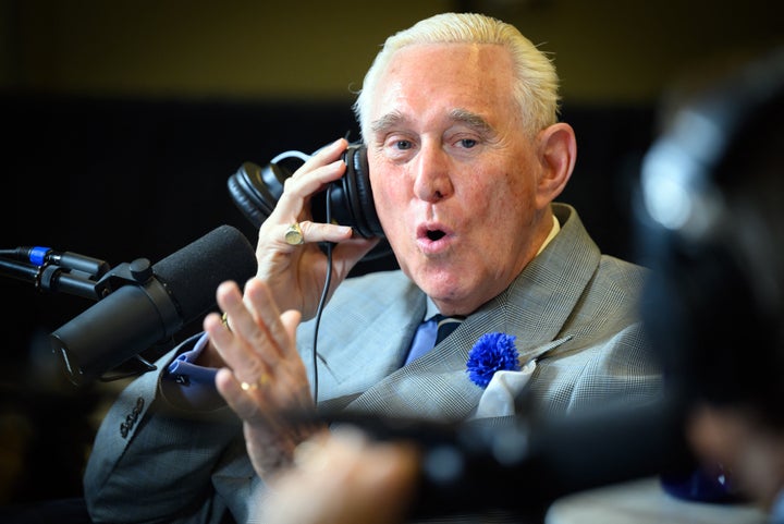FILE — Roger Stone, a longtime Donald Trump ally, speaks during a podcast interview at America Fest 2024 in Phoenix, Arizona on December 21, 2024. (Photo by JOSH EDELSON / AFP) (Photo by JOSH EDELSON/AFP via Getty Images)