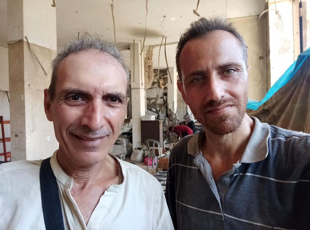 A photo provided by Aiman Arafat of his brother (right) and uncle in Gaza. Arafat says his uncle died during Israel's invasion because he could not access his blood pressure medication.