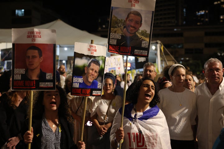 Israeli Army Says 1 Of The Our bodies Handed Over By Hamas Is Not That Of A Hostage 1 Israeli protesters gather at the Hostage Square in Tel Aviv on Oct.14, 2025, to call for the release of all the bodies of Israeli hostages being held in Gaza.
