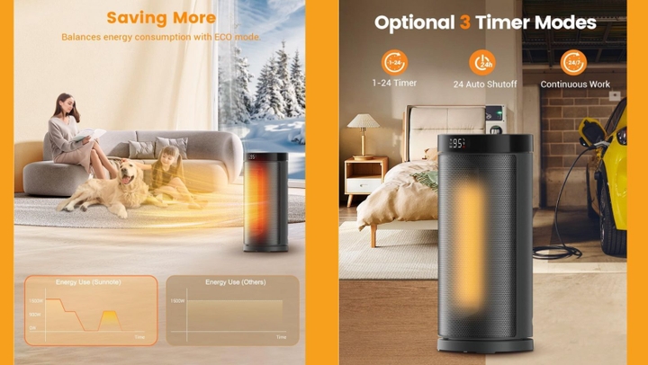 The Sunnote portable electric heater may save you money on your electric bill.