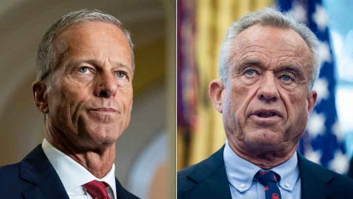 Senate Majority Leader John Thune, left, and Health Secretary Robert F. Kennedy Jr.