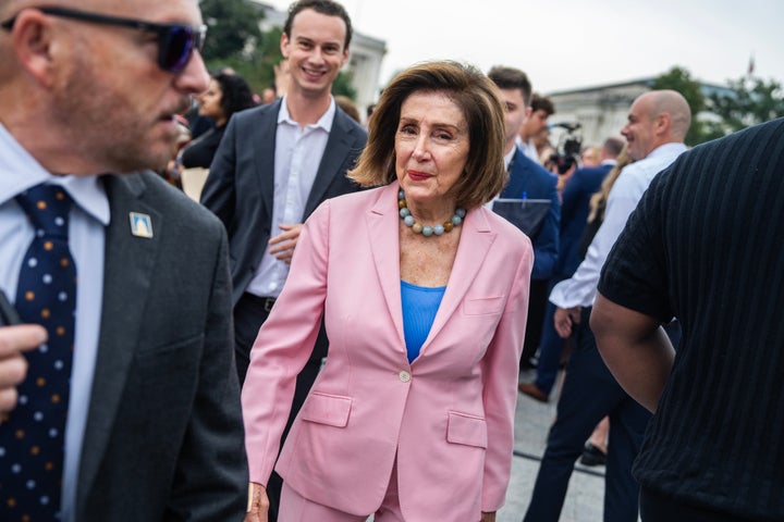 Rep. Nancy Pelosi (D-Calif.) after a rally with members of the Democratic caucus on Sept. 30.