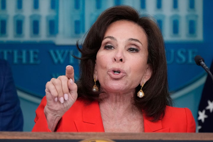 U.S. Attorney for the District of Columbia Jeanine Pirro, speaks during a news conference with President Donald Trump in the James Brady Press Briefing Room at the White House, Monday, Aug. 11, 2025, in Washington. (AP Photo/Alex Brandon)