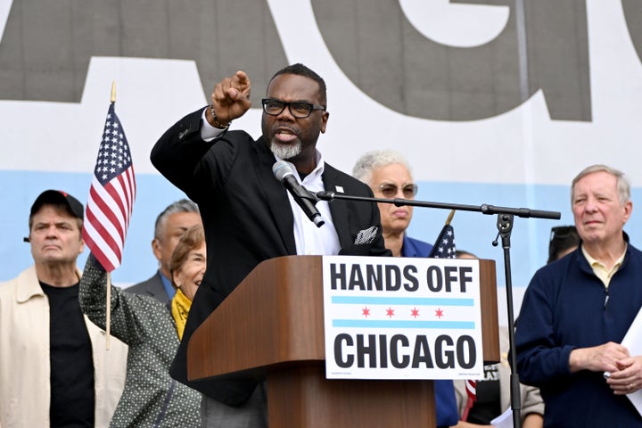 Chicago Mayor Brandon Johnson called for a general strike during the 'No Kings' rally in his city on Saturday.