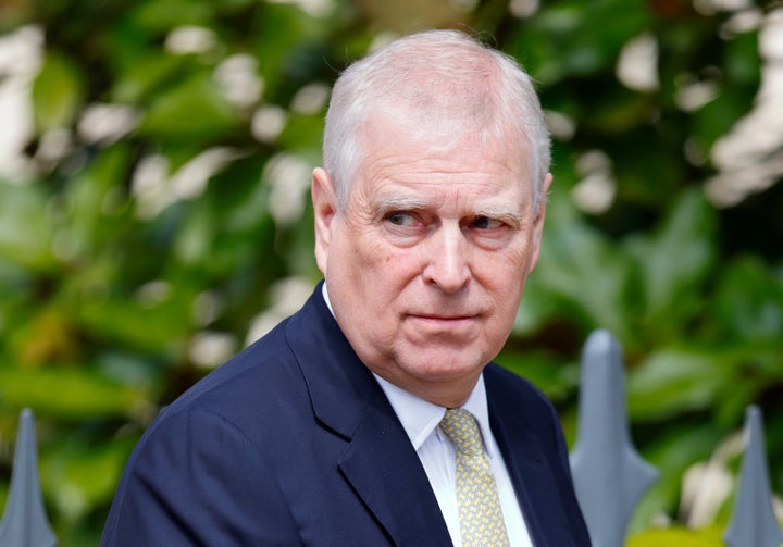 Prince Andrew attends the traditional Easter Sunday Service at St George's Chapel, Windsor Castle, in England on April 20.