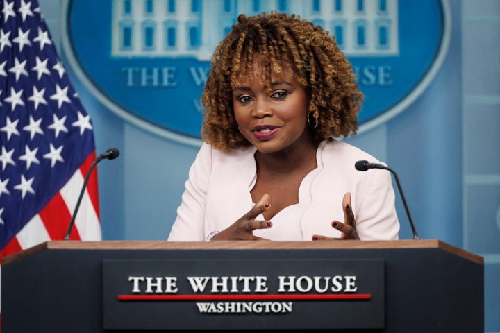 FILE — White House Press Secretary Karine Jean-Pierre speaks during a daily press briefing at the White House on December 20, 2024.